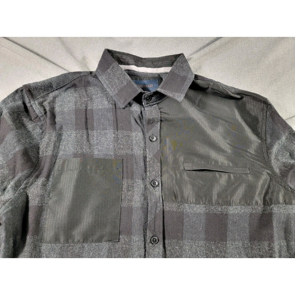 Nomad Flannel Shirt Button up Mens Small Gray Black Plaid Long Sleeve